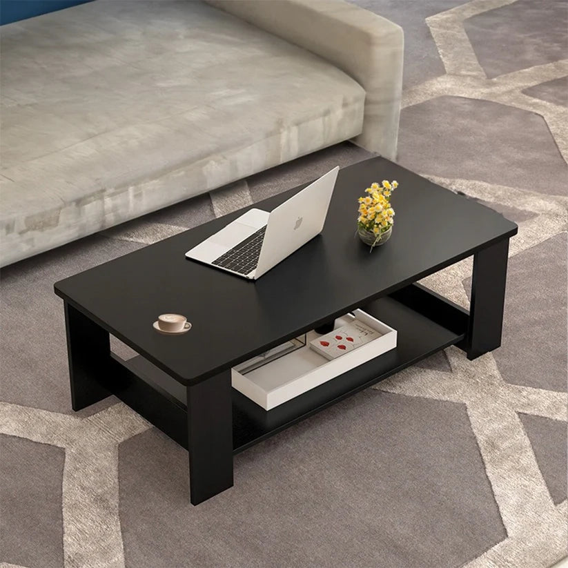 Tavolino da caffè 100 cm, in stile loft nero. Include un pratico ripiano, perfetto per il salotto.