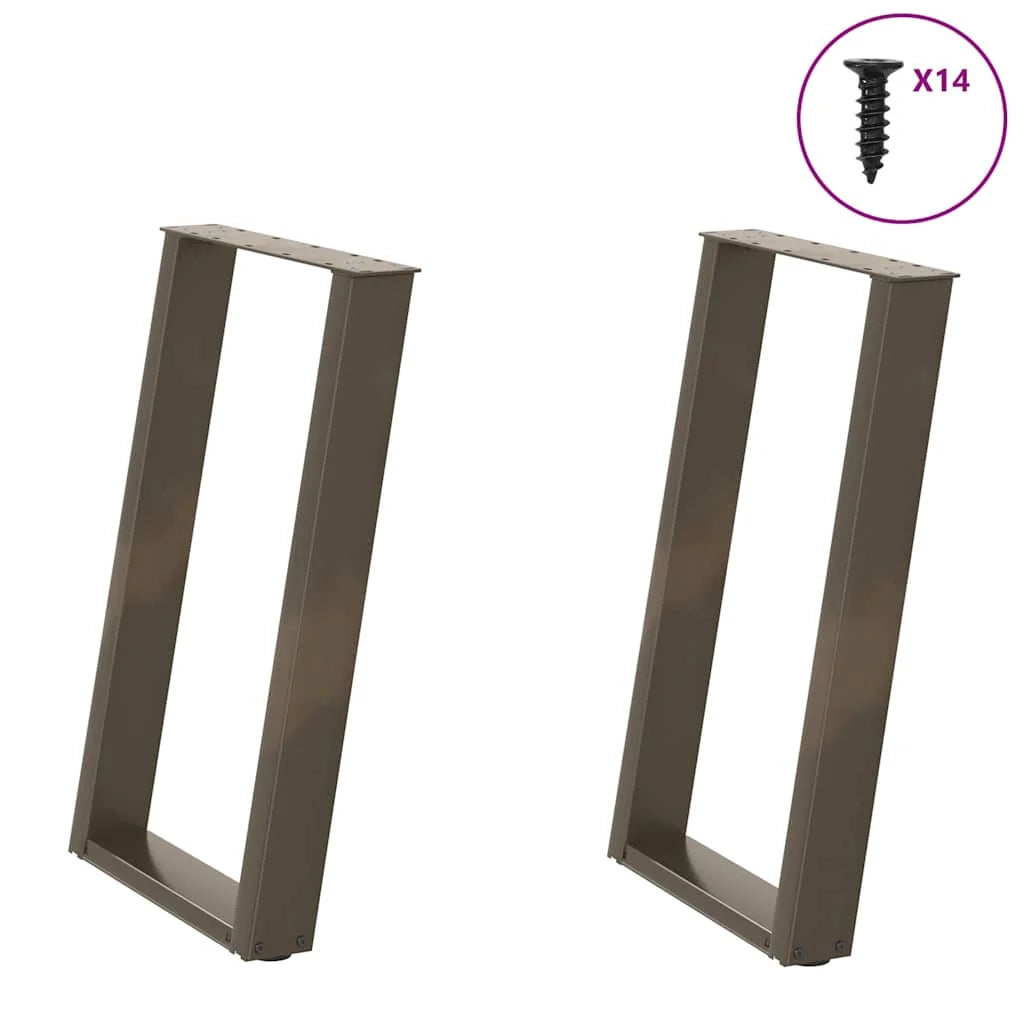 Set di 2 gambe per tavolo da pranzo a forma di U 60 x 73 cm robuste e stabili design moderno in acciaio naturale 02_0057071