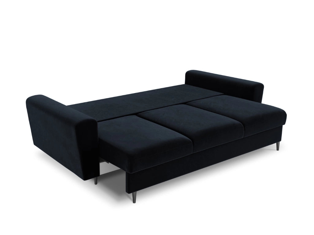 Cosmopolitan Design - Divano convertibile con contenitore "Kyoto" 3 posti in velluto blu scuro 