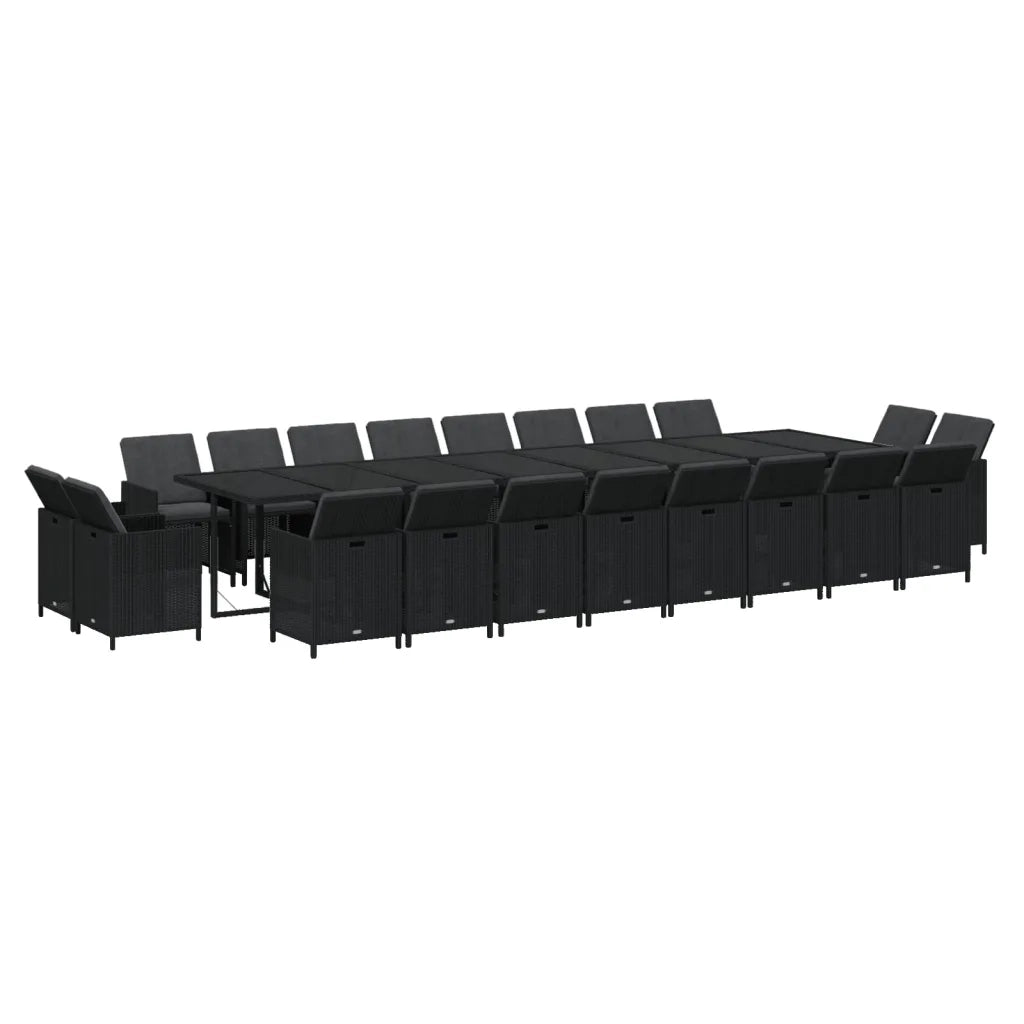 Set da Pranzo da Giardino 21 pz con Cuscini in Polyrattan Nero 3095668