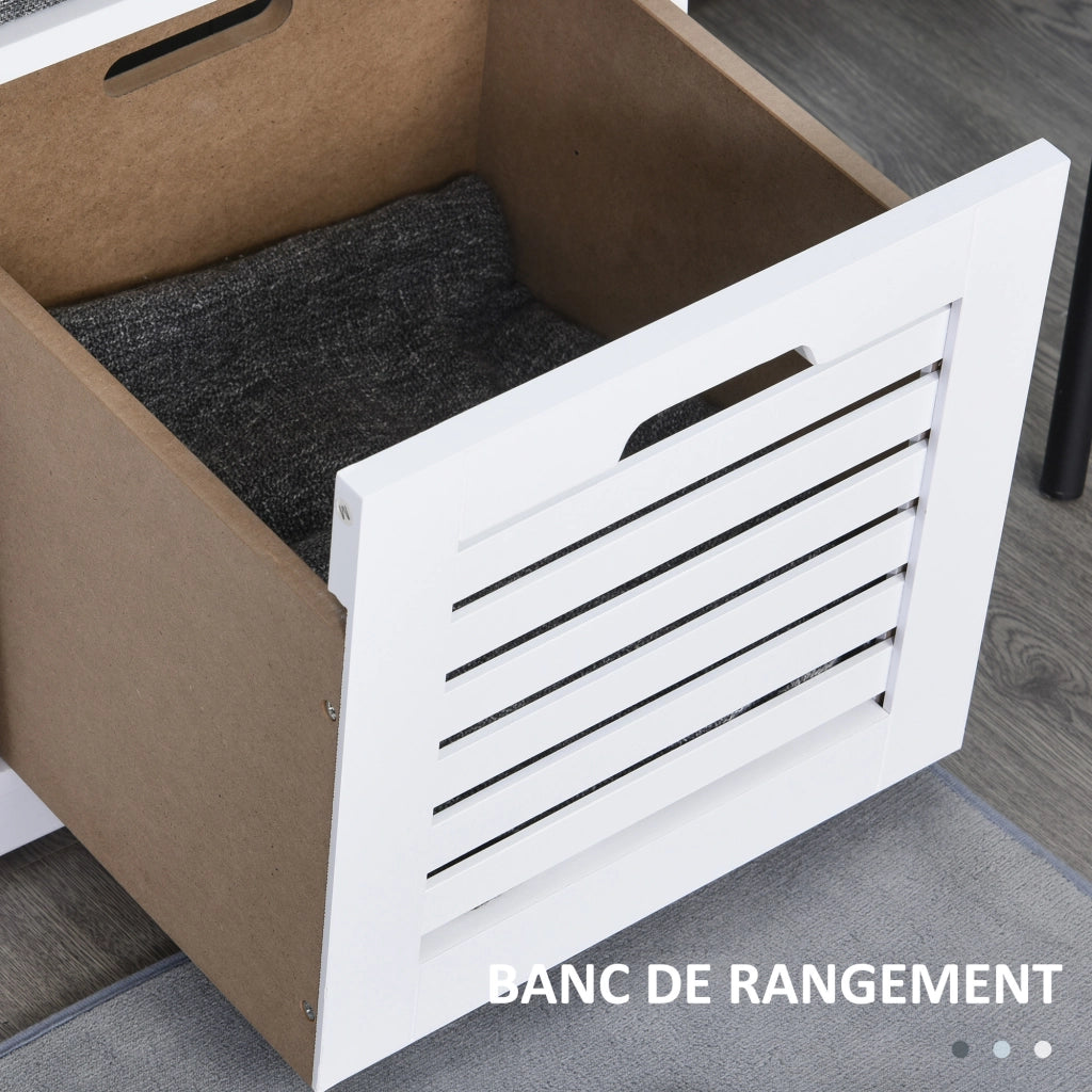 Panca Scarpiera con 3 Cassetti e Cuscino ¨C Zephmum ¨C Bianco 108x35x43 cm