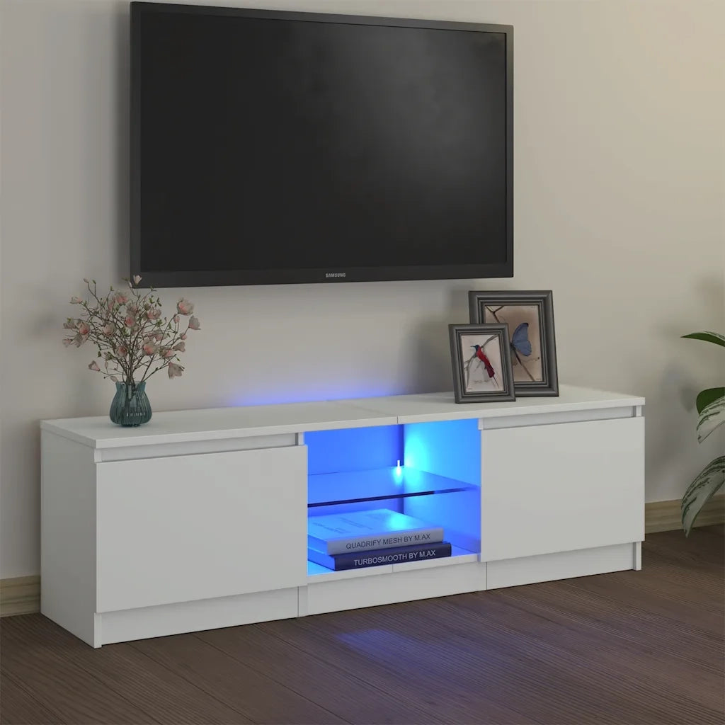 Mobile Porta TV con Luci LED-Credenza TV Bianco 120x30x36 cm