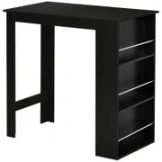 Bancone da Cucina Tavolo Alto con 3 Mensole in Legno, Tavolo da Bar Cucina Arredamento Moderno Casa e Bar, 112x57x106cm, Nero