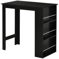 Bancone da Cucina Tavolo Alto con 3 Mensole in Legno, Tavolo da Bar Cucina Arredamento Moderno Casa e Bar, 112x57x106cm, Nero