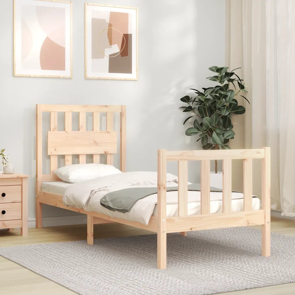Giroletto con Testiera Small Single-Struttura Letto in Legno Massello 134535