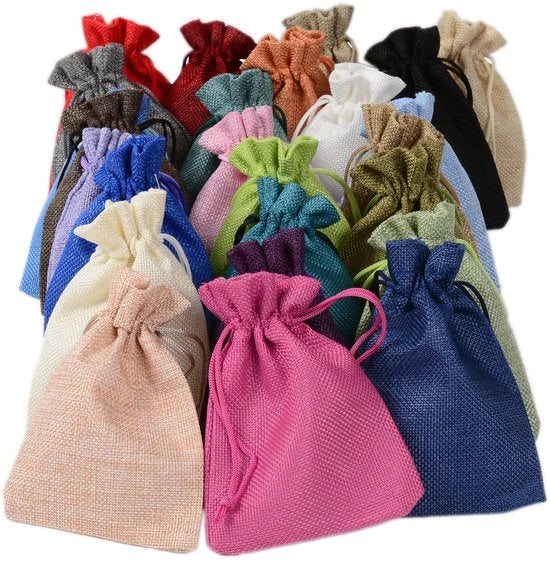 Borse in Juta 20 pezzi - 17x23cm - Borse di Regalo - Corda per Porta - Borse Multifunzionali - Adatte per Gioielli e Cosmetici - Borsa di Regalo
