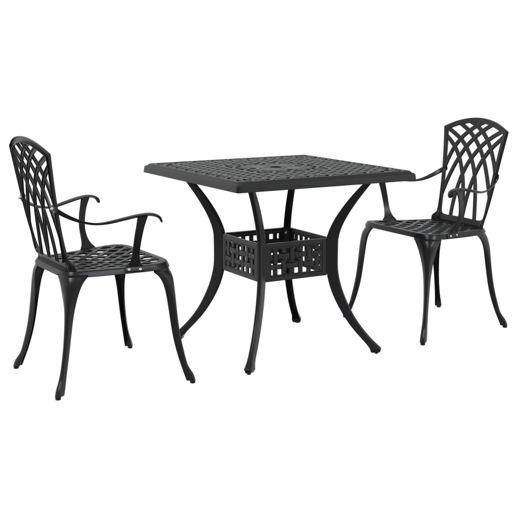 Set Bistro da Giardino in 3 Pezzi in Alluminio Fusso Nero di