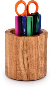 Organizzatore multifunzionale in legno di acacia per scrivania, Penne e matite per ufficio, accessorio per scrivania (10,16 cm x 10,16 cm x 10,16 cm)