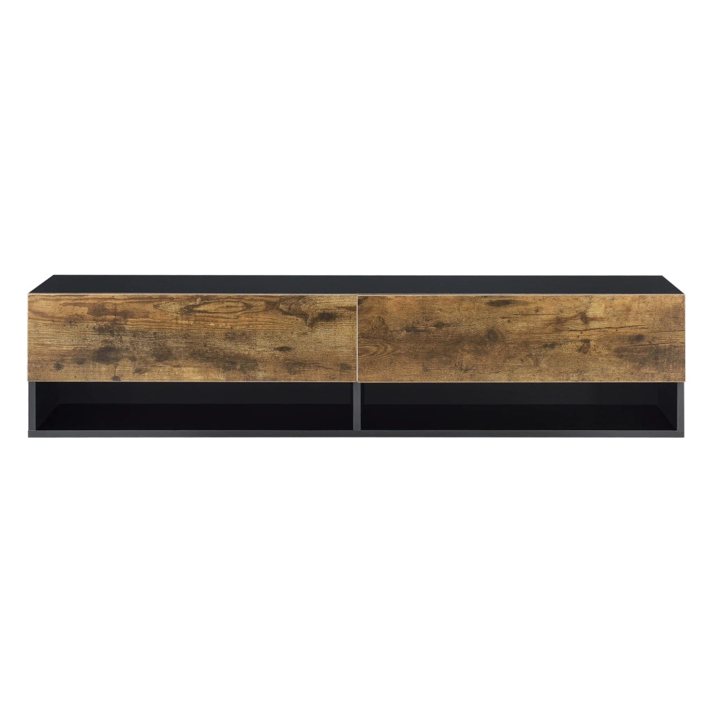 Mensola da parete di design con 2 ante porta TV portaoggetti 140 cm rovere moro nero 03_0005185