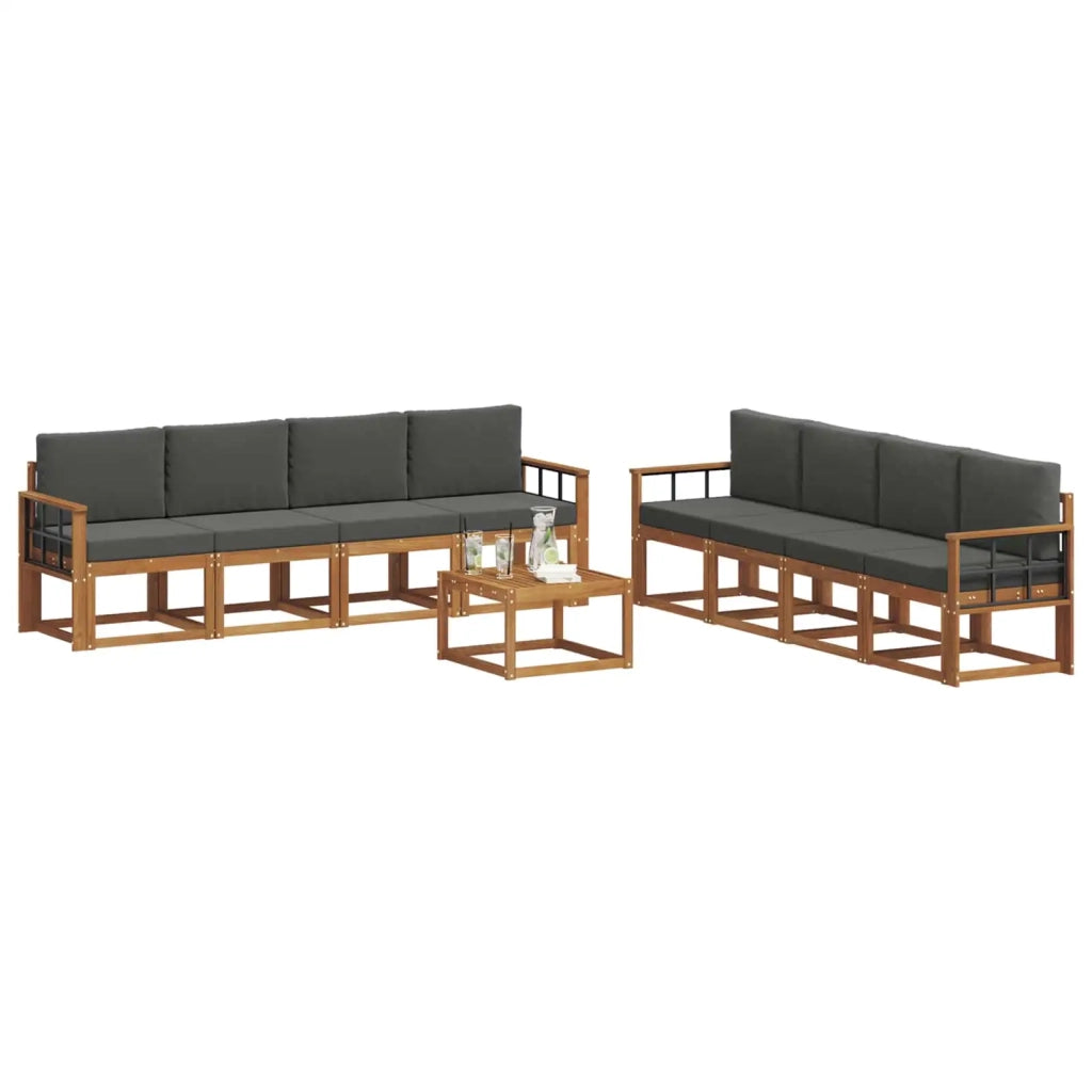 Set di divani da esterno con cuscino 9 pcs Naturale e Antracite 3366195