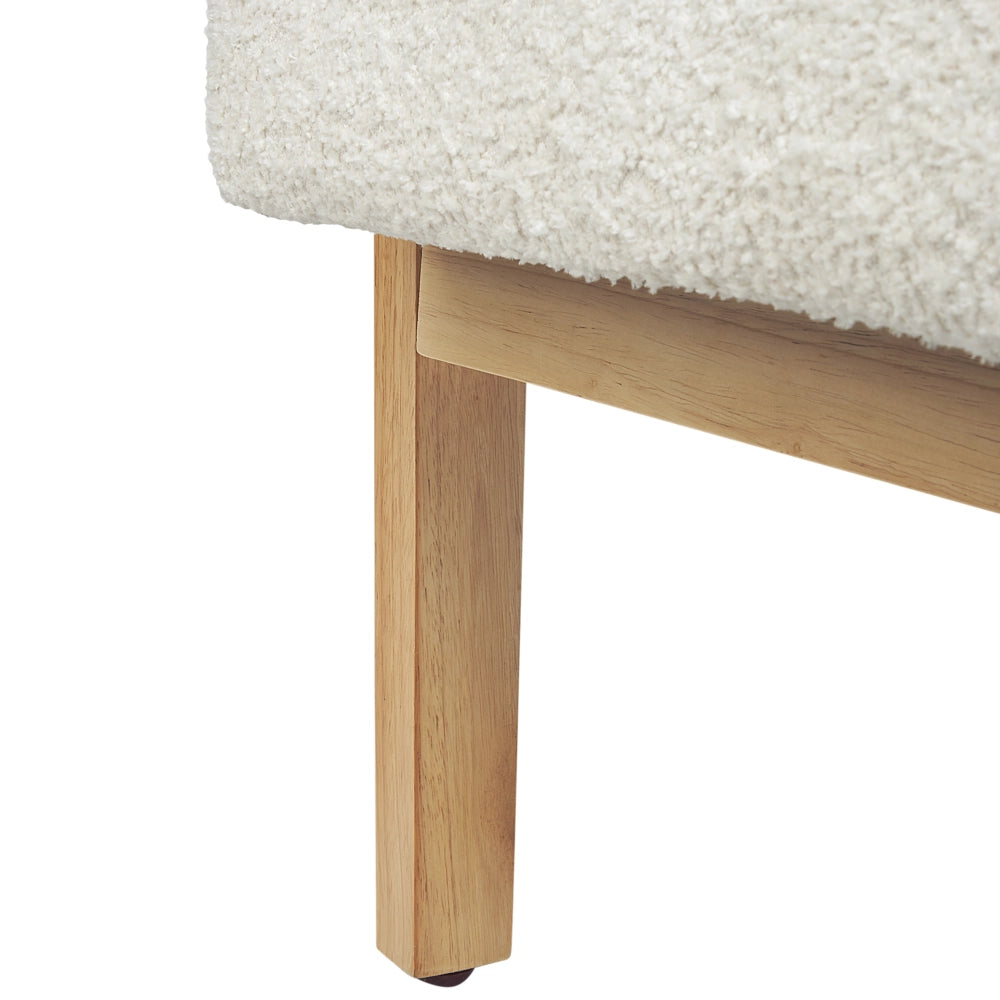 Poltrona Tessuto Boucle Bianco Morbido Nubby Struttura in legno chiaro Stile Arte Decor Retrò