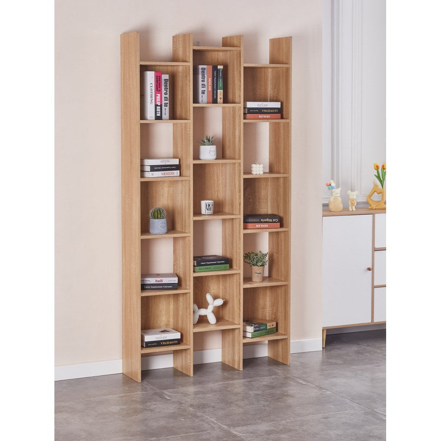 Libreria 15 Ripiani 96x24,8x192 cm in Legno MDF Rovere