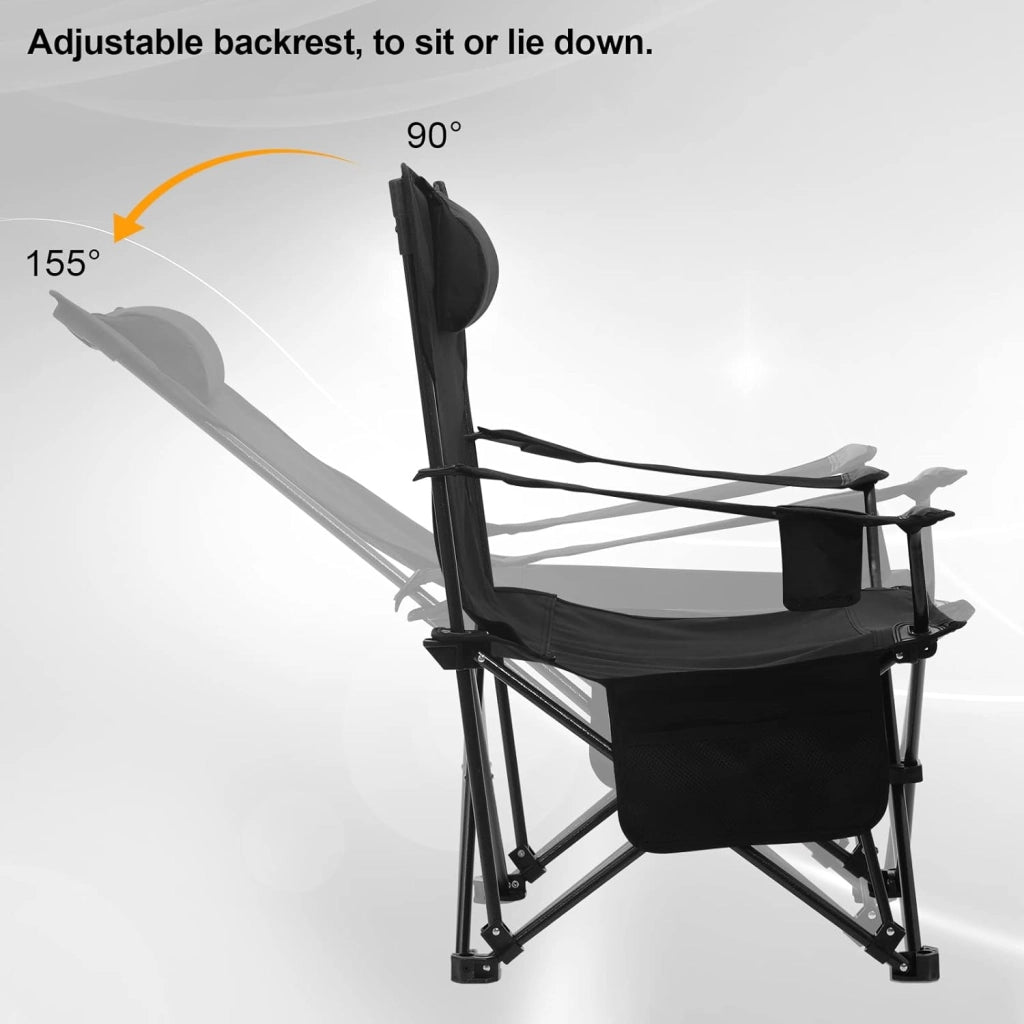 Sedia Pieghevole Campeggio, Set di 2, Sedie Richiudibili Sedia da Pesca Leggera e Portatile, Max Portata 150 kg Nero