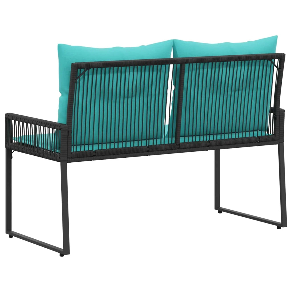 Panchina da esterno 4 pcs Nero e Turchese polyrattan 42025163