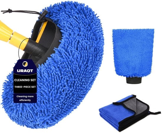 Borstelhoes per SB Borstel, Asciugamano per Autowas per Borstel con 2 x Microfaccia e 1 x Guanto da Panno - Pulizia Gentile, Nessun Strappo, Alta Assorbimento Acqua - per tutti i Borsetti