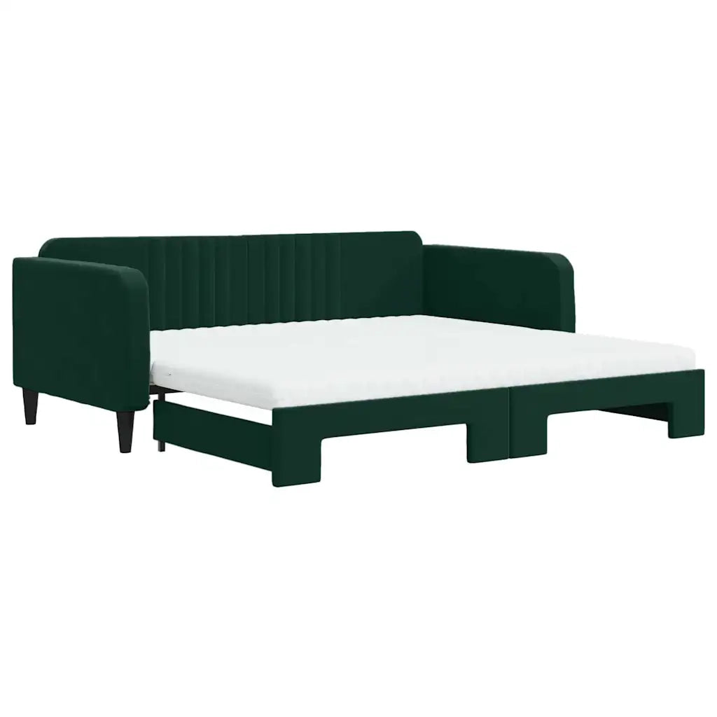 Divano Letto Estraibile Materassi Verde Scuro 100x200 Velluto 3197096