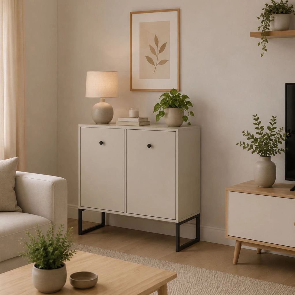 Madia Leraresi, Credenza 2 Ripiani, 77x33x82h cm Beige Cashmere