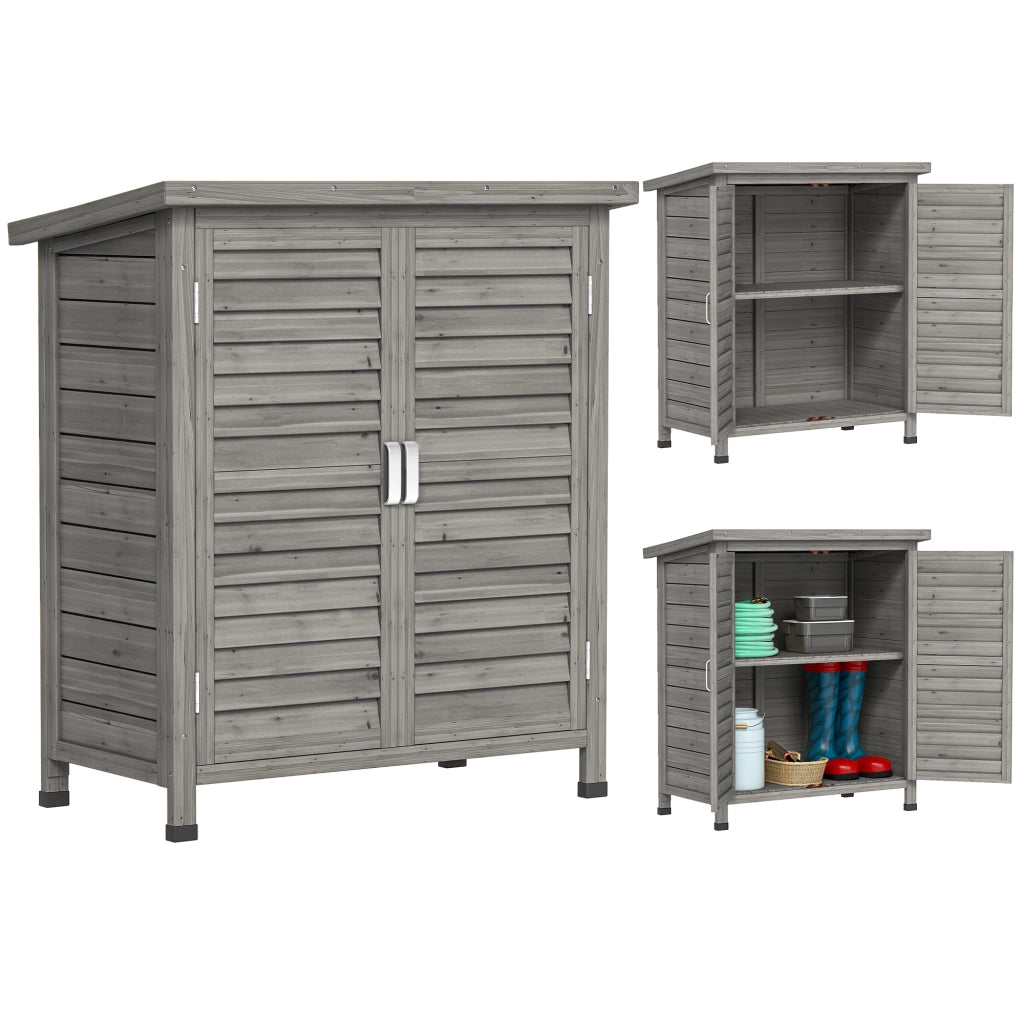 Casetta da Giardino in Legno con Ripiani ¨C Zephmum ¨C Grigio 87x46.5x96.5 cm