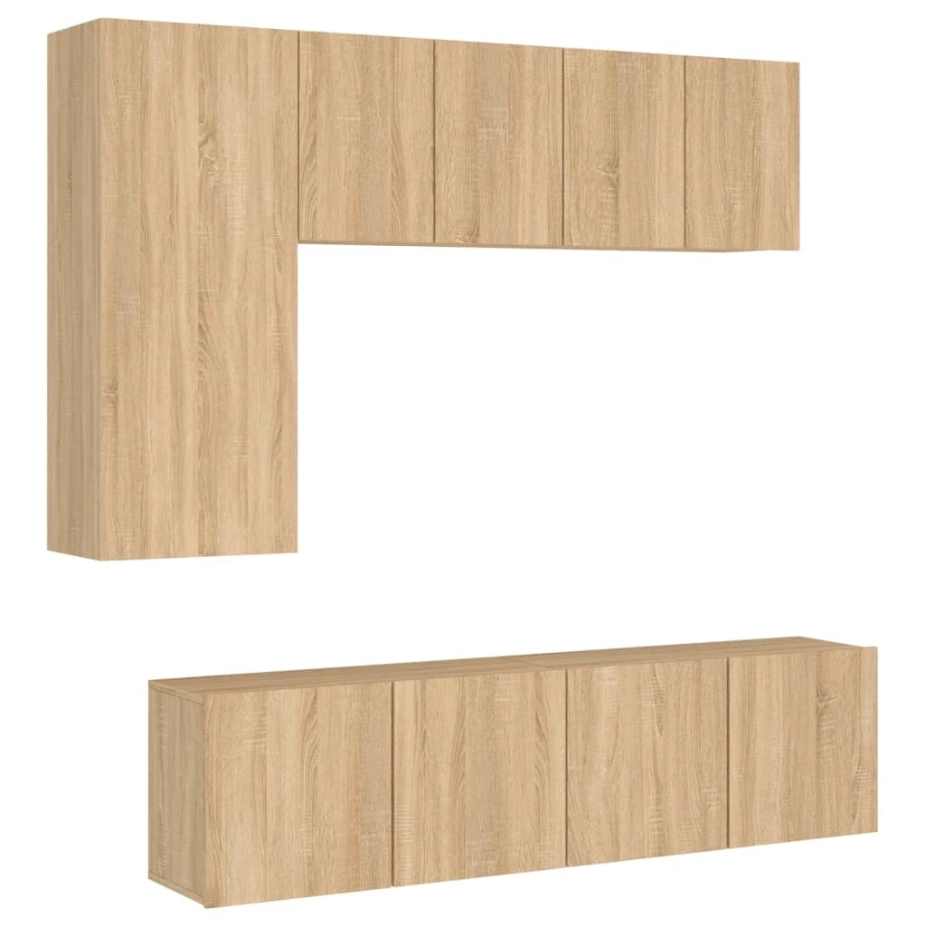 Mobile TV multimediale scaffale TV credenza mobile TV sala da pranzo soggiorno camera da letto 5 pezzi rovere Sonoma legno ingegnerizzato marrone 02_0029299