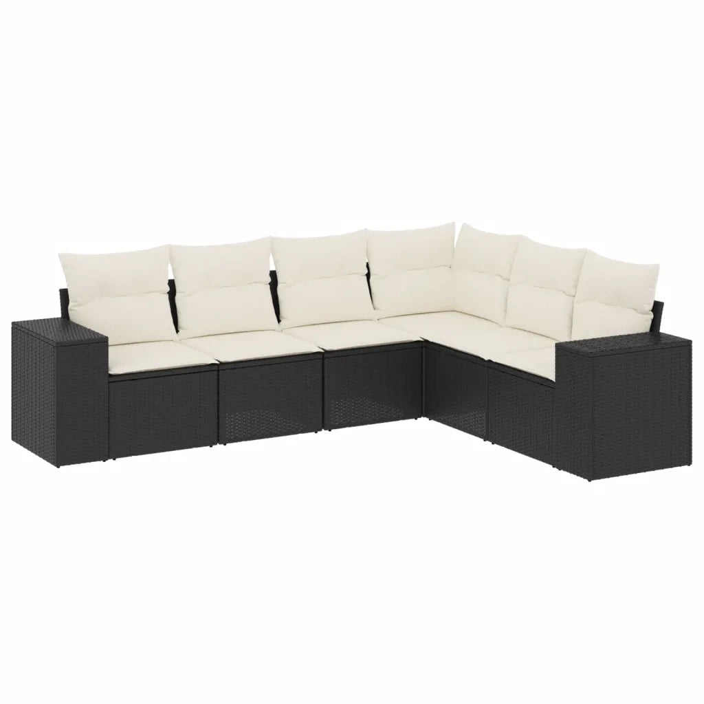 Set Divano da Giardino 6 pz con Cuscini Nero in Polyrattan 3254943