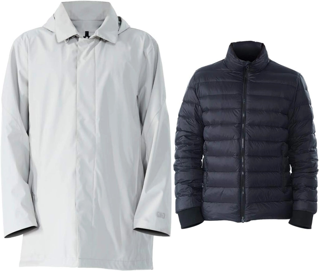 Giacca da sci da uomo 3 in 1, Trench Cappotto Autunno Inverno Giacca a Vento con Cappuccio, Impermeabile (Grigio, XXXL)