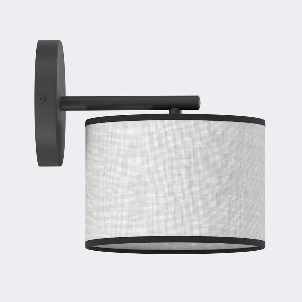 Lampada da parete ECO in acciaio nero e tessuto grigio
