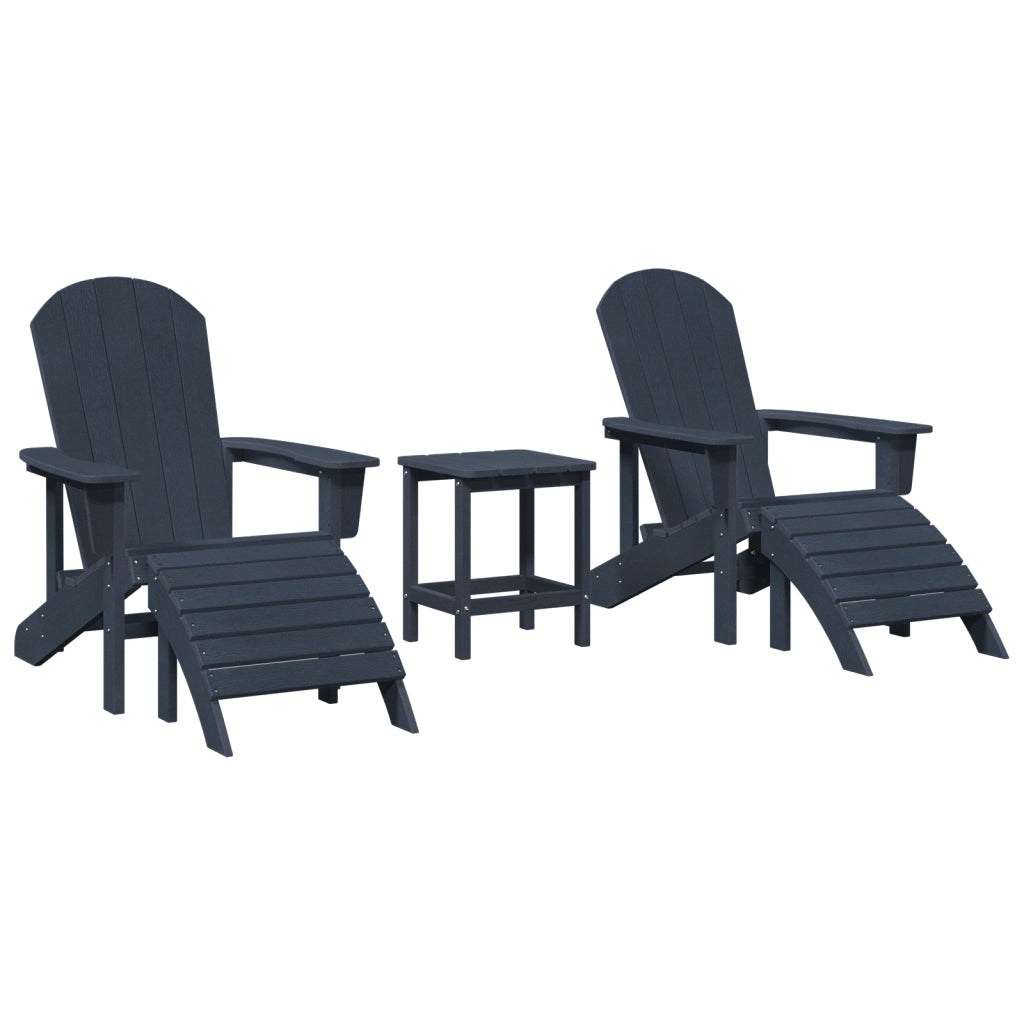 Set di Lounge da Giardino  3 Pezzi Blu Navi HDPE