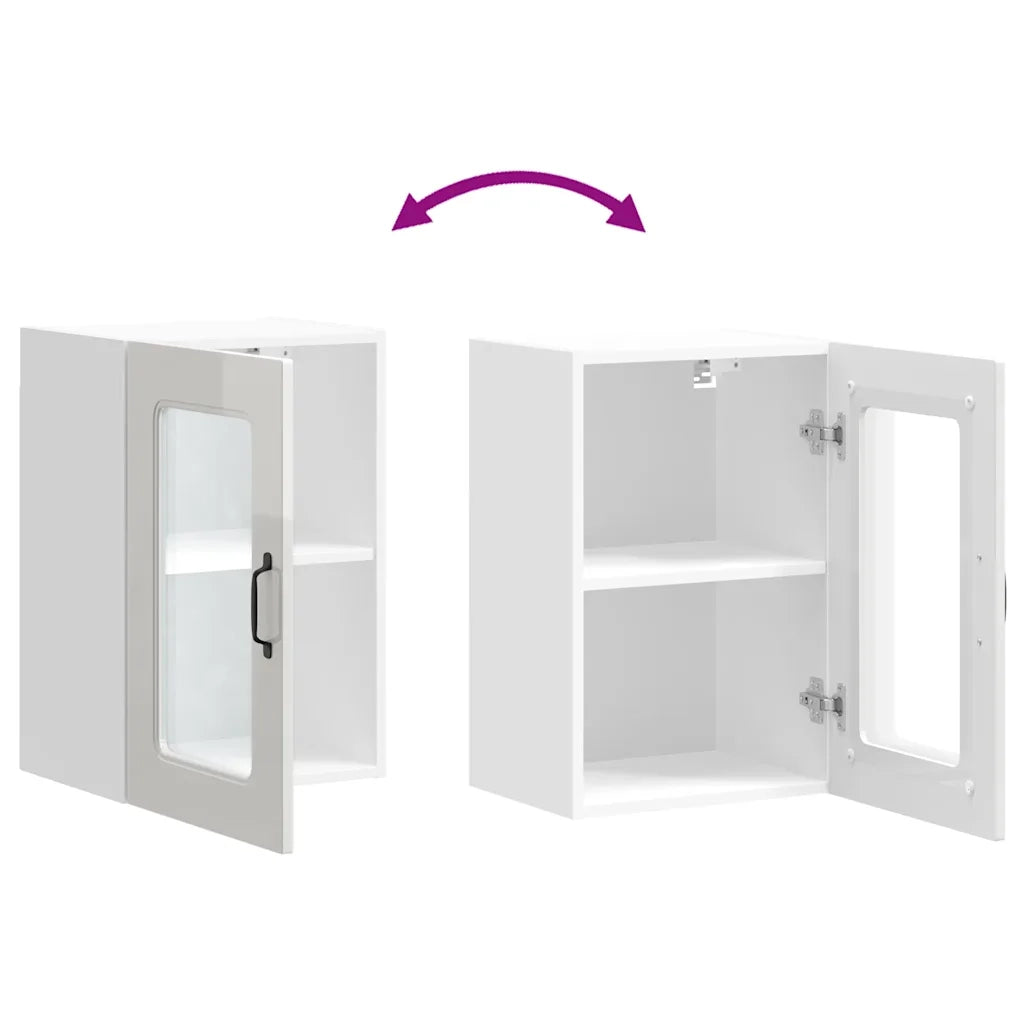 Pensile da Cucina con Porta in Vetro Kalmar Bianco Lucido