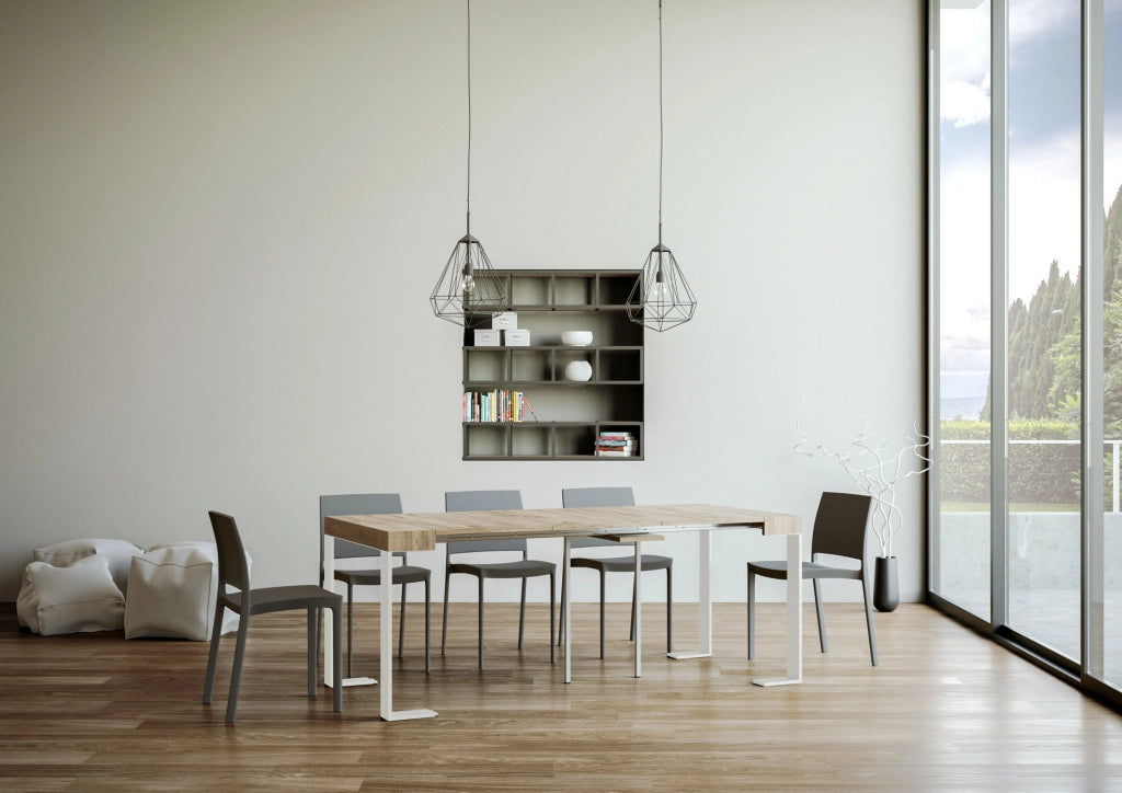 Consolle allungabile 90x40/300 cm Tekno Quercia Natura telaio Bianco