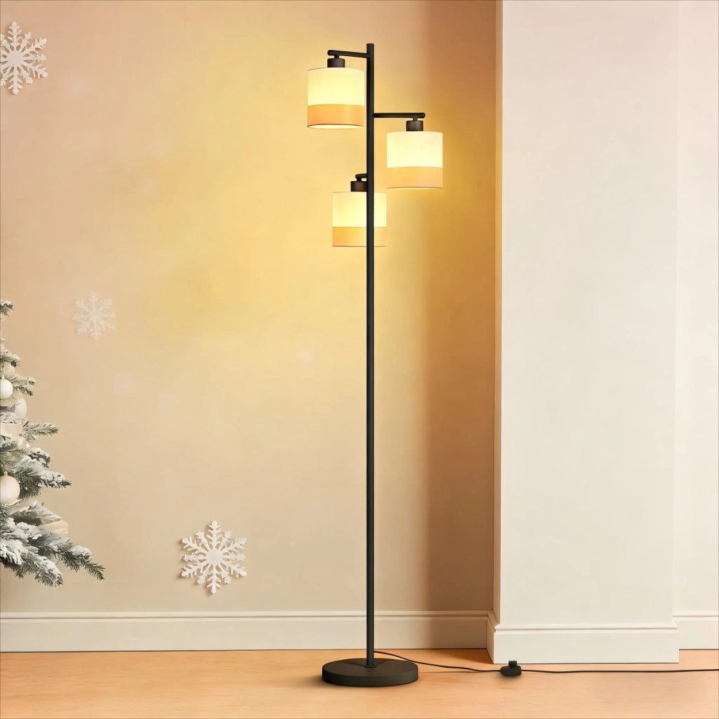 ZMH Lampada da terra vintage 3 fiamme E27 interruttore pedale per camera letto