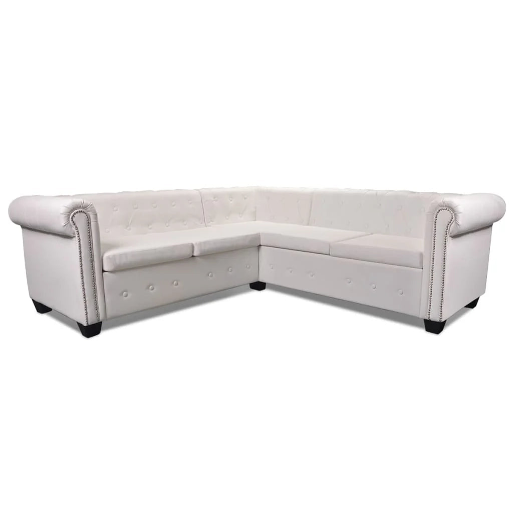 Divano angolare Chesterfield 5 posti in similpelle bianca 02_0020233
