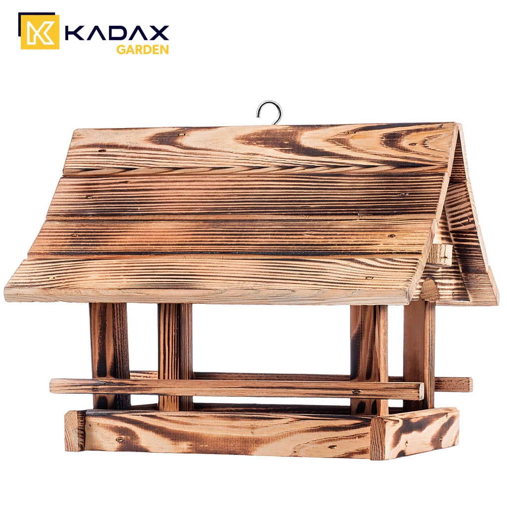 KADAX Grande mangiatoia per uccelli premium con casetta in legno e confezione regalo