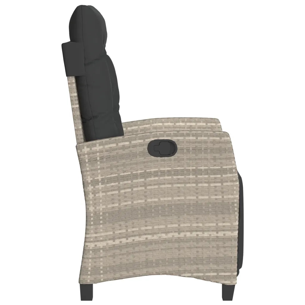Sedia Reclinabile Giardino | Sedie da Esterno Poggiapiedi Grigio Chiaro Polyrattan