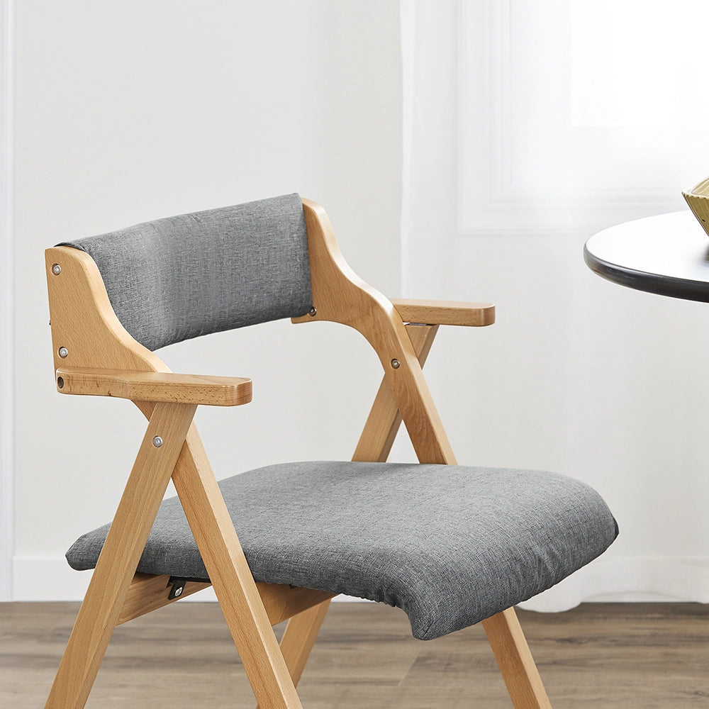SoBuy Sedia Pieghevole in Legno con Cuscino – Sedie Giardino Pieghevoli e Sedie Impilabili da Interno, Sedia da Giardino Pieghevole per Ufficio Ospiti, Cucina o Balcone, Colore Grigio FST98-HG
