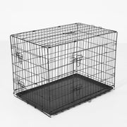 GABBIA TRASPORTINO PER ANIMALI PIEGHEVOLE IN ACCIAIO 76X53X57 CM NERO