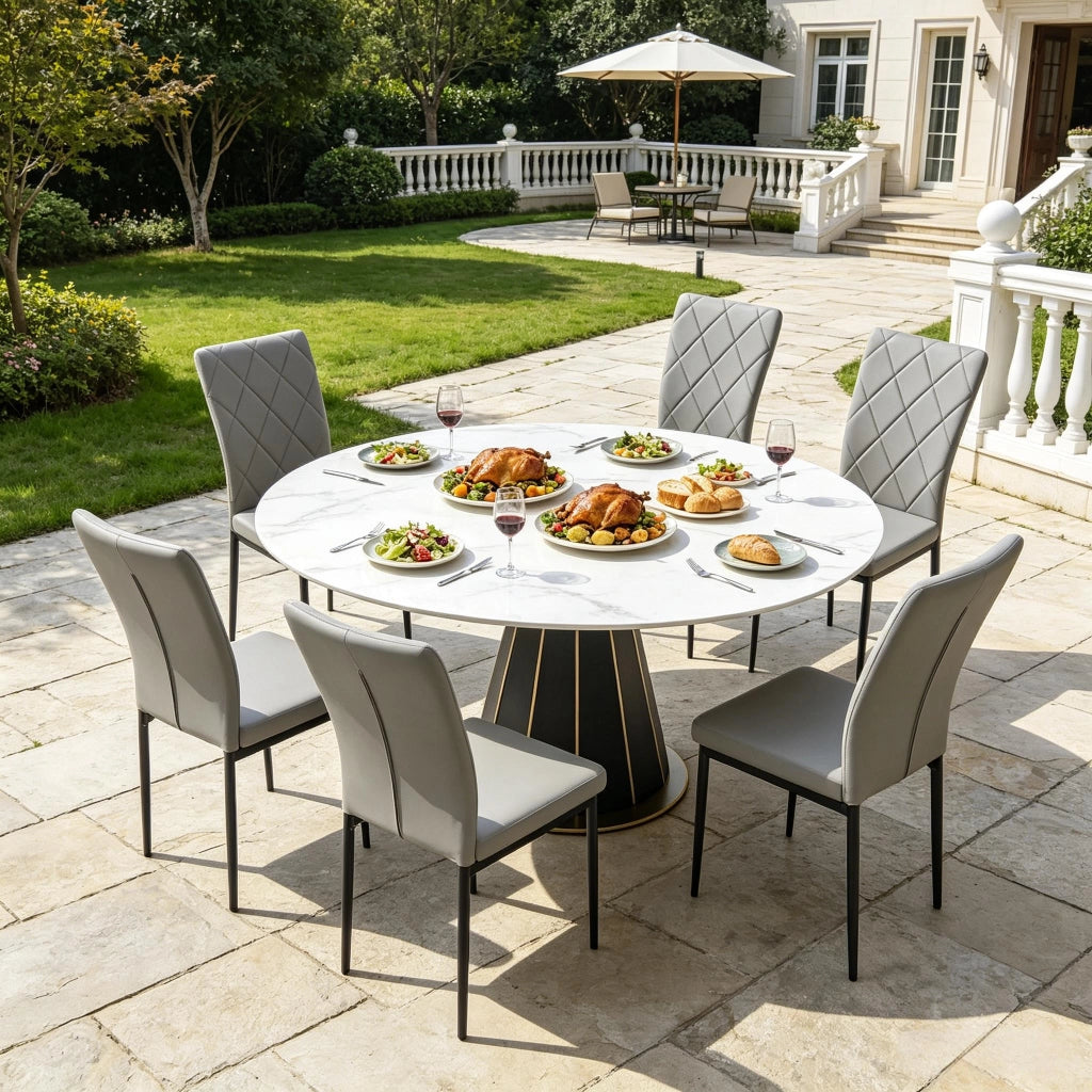 SEDIA Imbottita Schienale Alto 42 x 94,5 x 59 cm Grigio Set da 4 pezzi