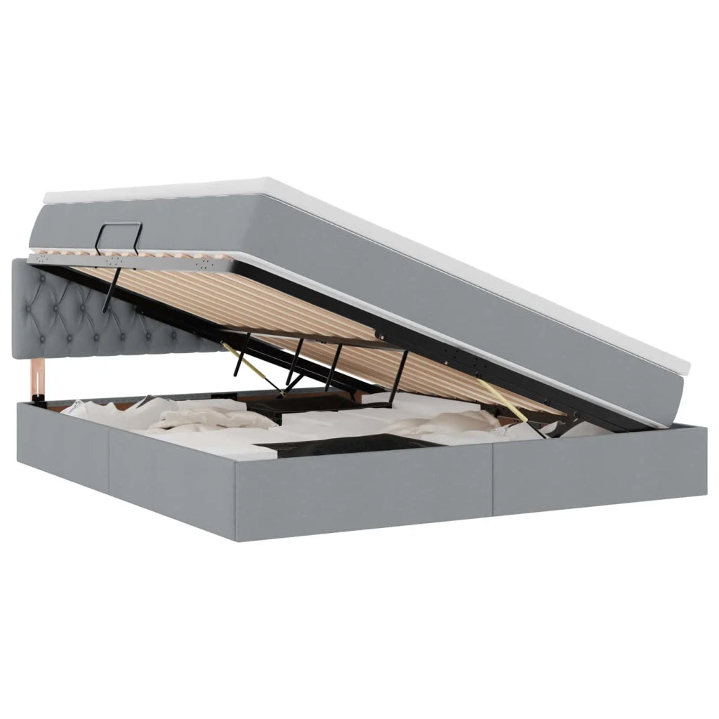 Letto con contenitore LED e materasso Grigio Chiaro