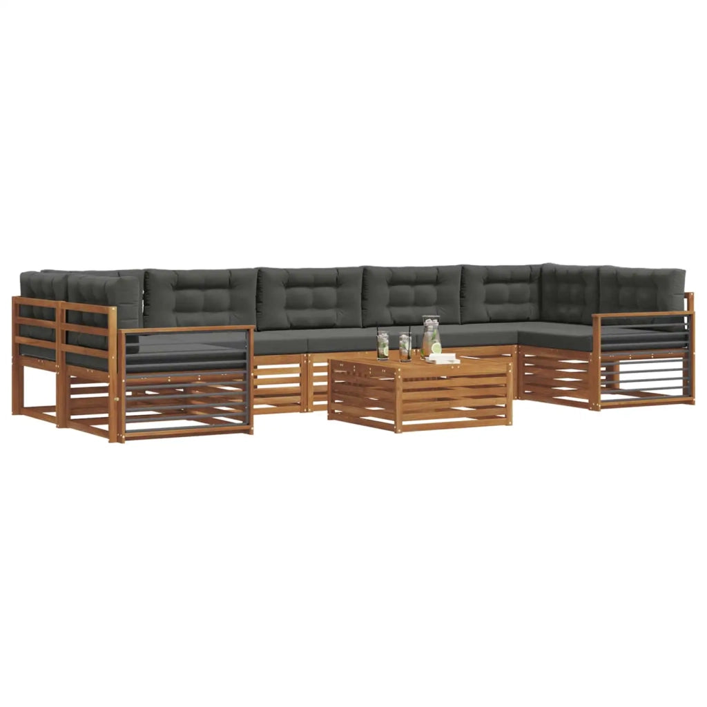 Set di divani da esterno con cuscino 8 pcs Naturale e Antracite 3373192