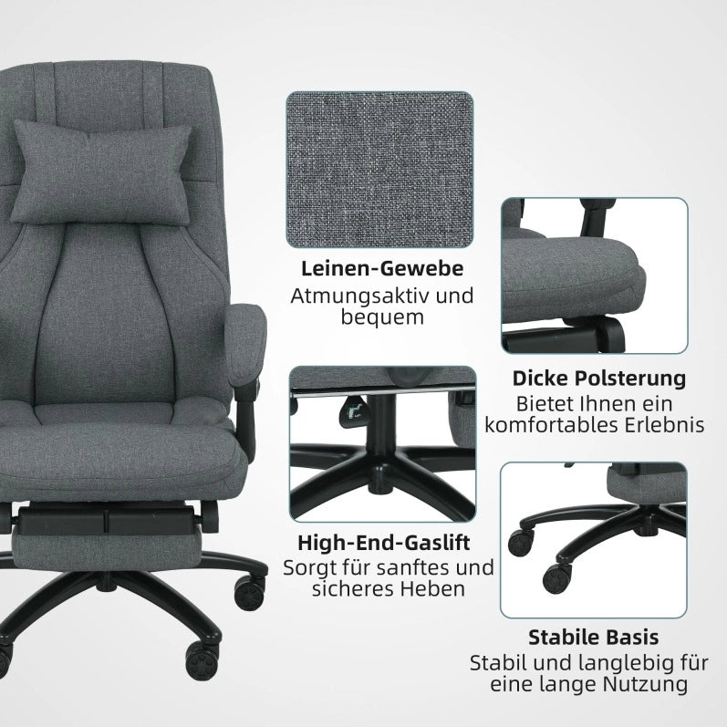 Poltrona da ufficio ergonomica con massaggio USB, grigio scuro
