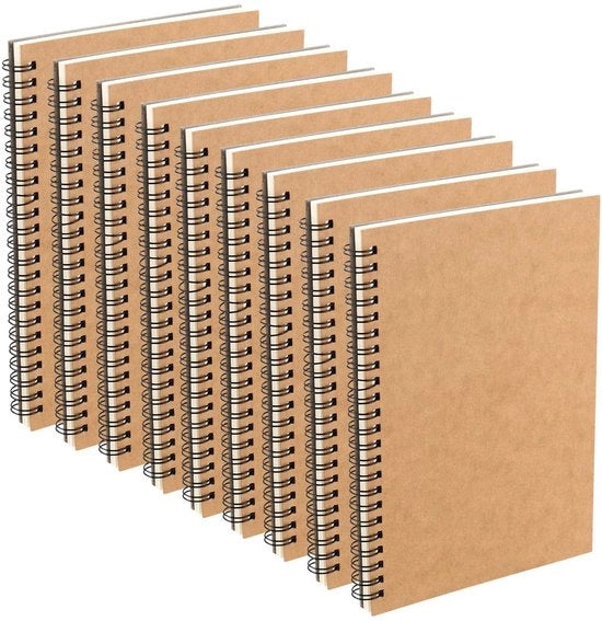 Libretto A5 - 10 Unità - 160 g/m² Bianco - Legato a Spirale - Copertina Rigida - 60 Pagina - 30 Fogli - Superficie di Scrittura Liscia - Quaderno di Note