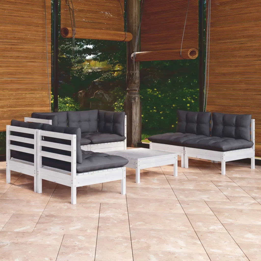 Set Salotto da Giardino 7pz con Cuscini Legno Massello di Pino 3096215