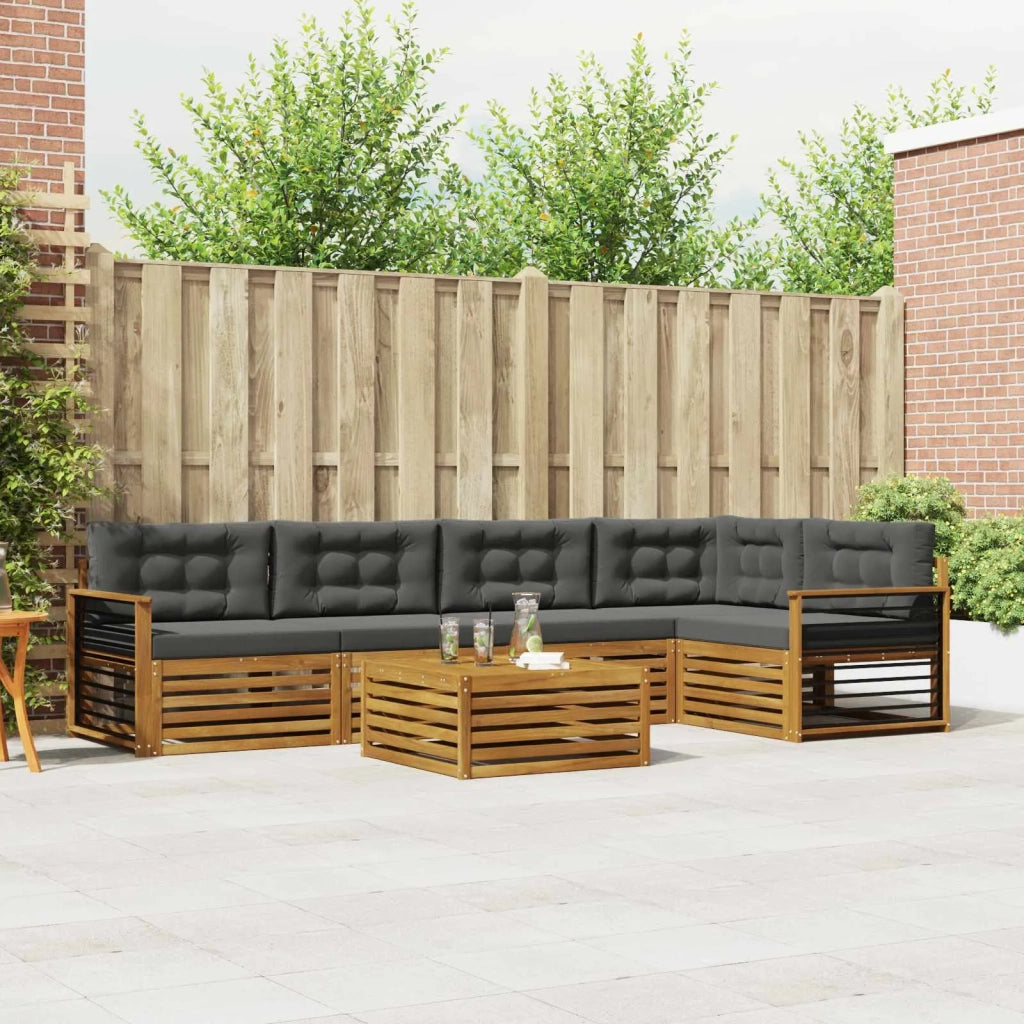 Set di divani da esterno con cuscino 6 pcs Naturale e Antracite