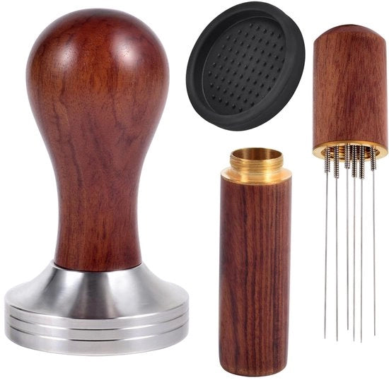 Tamper per caffè espresso 51mm, attrezzo WDT con 6 aghi in acciaio inox di 0,4 mm di diametro, baristaset per tamperazione caffè per baristi e appassionati di caffè