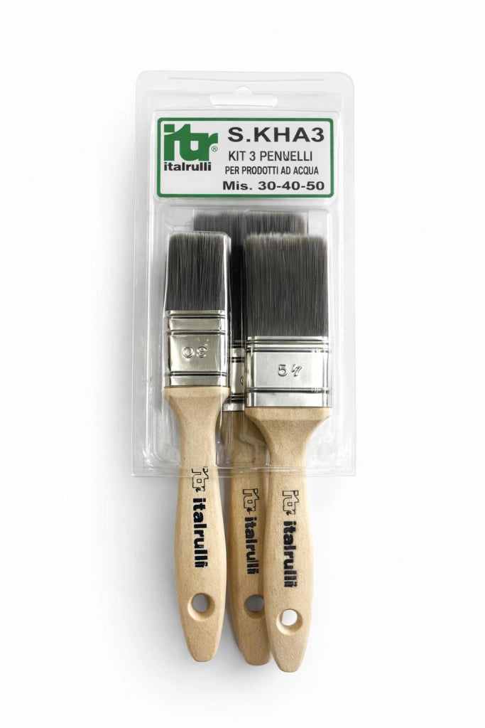 KIT PENNELLESSA P/ACQUA MANICO LEGNO 30-40-50  3PZ- ITALRULLI- 6,0 pz