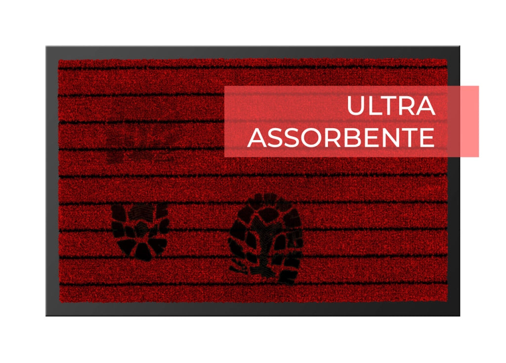 Tappeto Zerbino Entrata Ingresso Casa Esterno Interno Antiscivolo Asciugapassi Alaska - 40x60 - Bordeaux