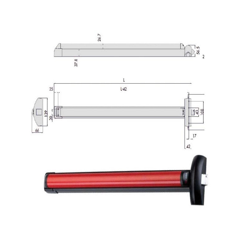 Maniglione Fast Touch 84 Laterale 59801-11-0 Cisa