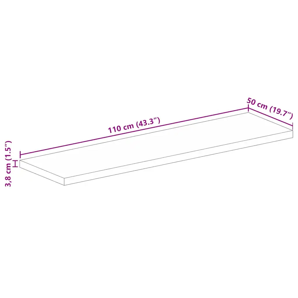 Piano per Tavolo 110x50x3,8 cm Rettangolare Legno Mango Grezzo 371397