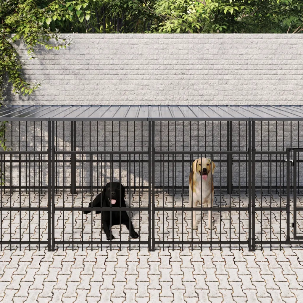 Gabbia per Cani da Esterno con Tetto in Acciaio 11,26 m² 3124611
