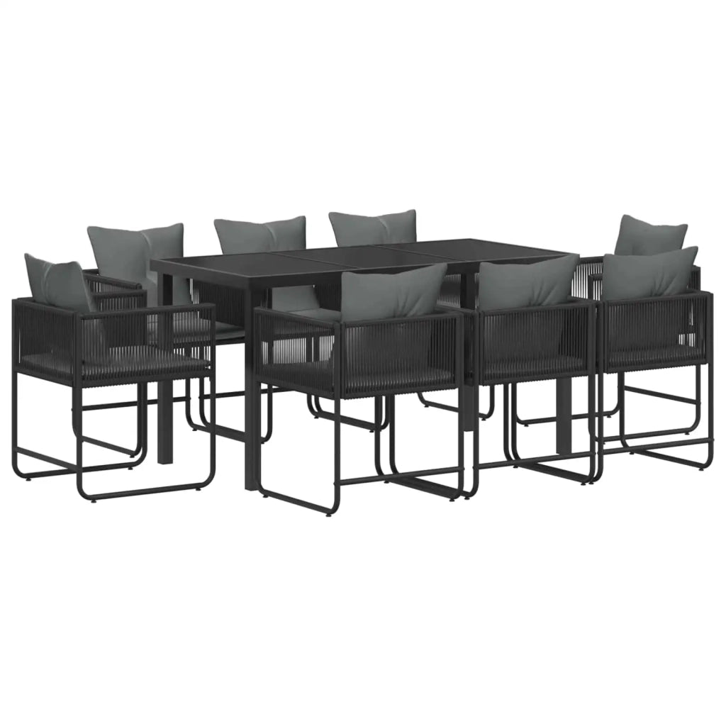 Set da Pranzo per Giardino 9 pcs Nero e antracite