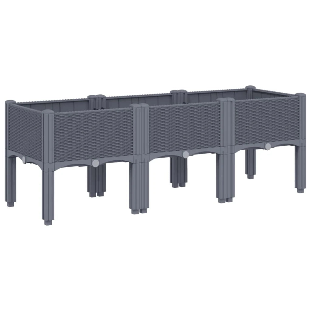 Fioriera rialzata per piante fiori patio giardino con gambe 120 x 40 x 42 cm PP grigio 02_0038150